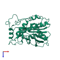 PDB entry 3ils coloured by chain, top view.