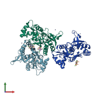 PDB entry 3ilt coloured by chain, front view.