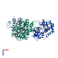 PDB entry 3ilt coloured by chain, top view.
