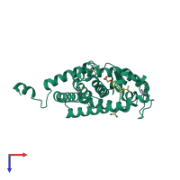 PDB entry 3ilz coloured by chain, top view.