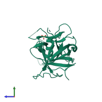 PDB entry 3im7 coloured by chain, side view.