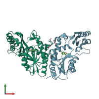PDB entry 3ime coloured by chain, front view.