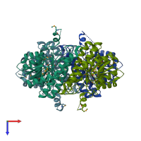 PDB entry 3imf coloured by chain, top view.