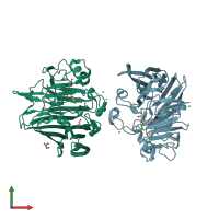 PDB entry 3imh coloured by chain, front view.