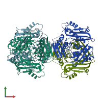 PDB entry 3iml coloured by chain, front view.