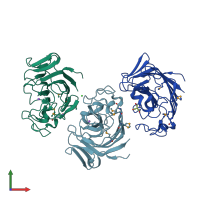 PDB entry 3imm coloured by chain, front view.