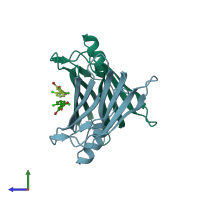 PDB entry 3ims coloured by chain, side view.