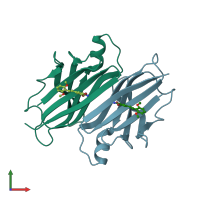 PDB entry 3imw coloured by chain, front view.