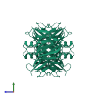 Transthyretin in PDB entry 3imw, assembly 1, side view.