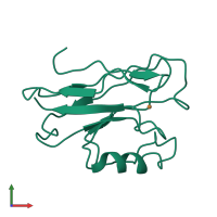 PDB entry 3in2 coloured by chain, front view.