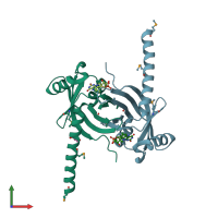 PDB entry 3in6 coloured by chain, front view.