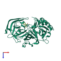 PDB entry 3ind coloured by chain, top view.