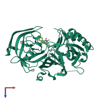 PDB entry 3inf coloured by chain, top view.