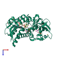 PDB entry 3ing coloured by chain, top view.
