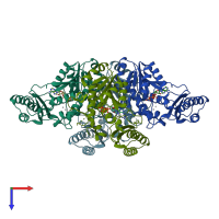 PDB entry 3inn coloured by chain, top view.