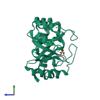 PDB entry 3inp coloured by chain, side view.