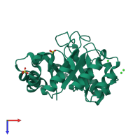 PDB entry 3inp coloured by chain, top view.