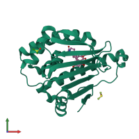 PDB entry 3inx coloured by chain, front view.