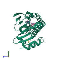 PDB entry 3inx coloured by chain, side view.