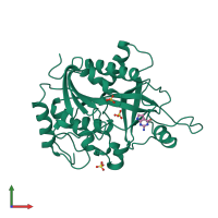 PDB entry 3iny coloured by chain, front view.