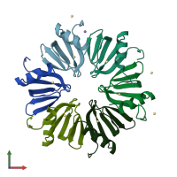 PDB entry 3inz coloured by chain, front view.