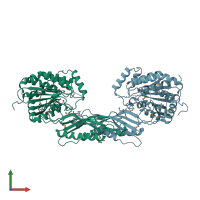 PDB entry 3io1 coloured by chain, front view.