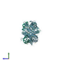 PDB entry 3io1 coloured by chain, side view.