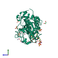 PDB entry 3ioq coloured by chain, side view.