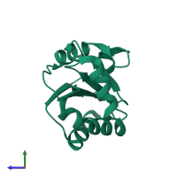 PDB entry 3ios coloured by chain, side view.