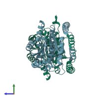 PDB entry 3ioy coloured by chain, side view.