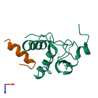 PDB entry 3ioz coloured by chain, top view.