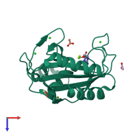 PDB entry 3ip0 coloured by chain, top view.
