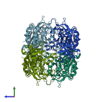 PDB entry 3ip1 coloured by chain, side view.