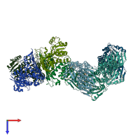 PDB entry 3ip3 coloured by chain, top view.