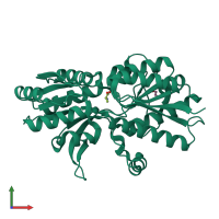PDB entry 3ip5 coloured by chain, front view.