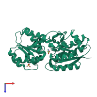 PDB entry 3ip6 coloured by chain, top view.