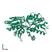 PDB entry 3ip9 coloured by chain, front view.