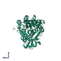 PDB entry 3ipc coloured by chain, side view.