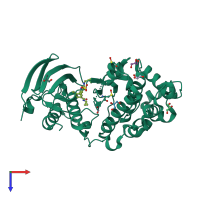 PDB entry 3iph coloured by chain, top view.