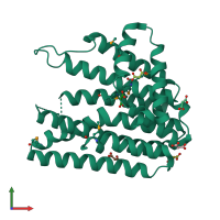 PDB entry 3ipi coloured by chain, front view.