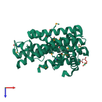 PDB entry 3ipi coloured by chain, top view.