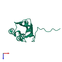 Monomeric assembly 1 of PDB entry 3ipj coloured by chemically distinct molecules, top view.