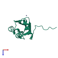Monomeric assembly 2 of PDB entry 3ipj coloured by chemically distinct molecules, top view.