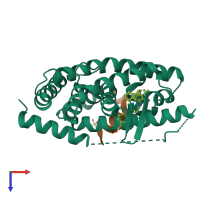 PDB entry 3ipq coloured by chain, top view.