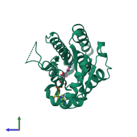 PDB entry 3ipx coloured by chain, side view.