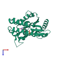 PDB entry 3ipx coloured by chain, top view.