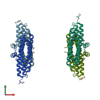 PDB entry 3iq1 coloured by chain, front view.