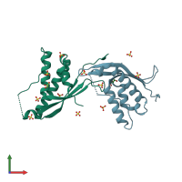 PDB entry 3iq2 coloured by chain, front view.