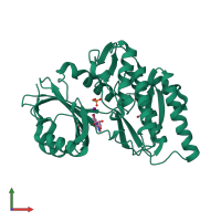 PDB entry 3iq7 coloured by chain, front view.