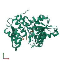 PDB entry 3iqh coloured by chain, front view.